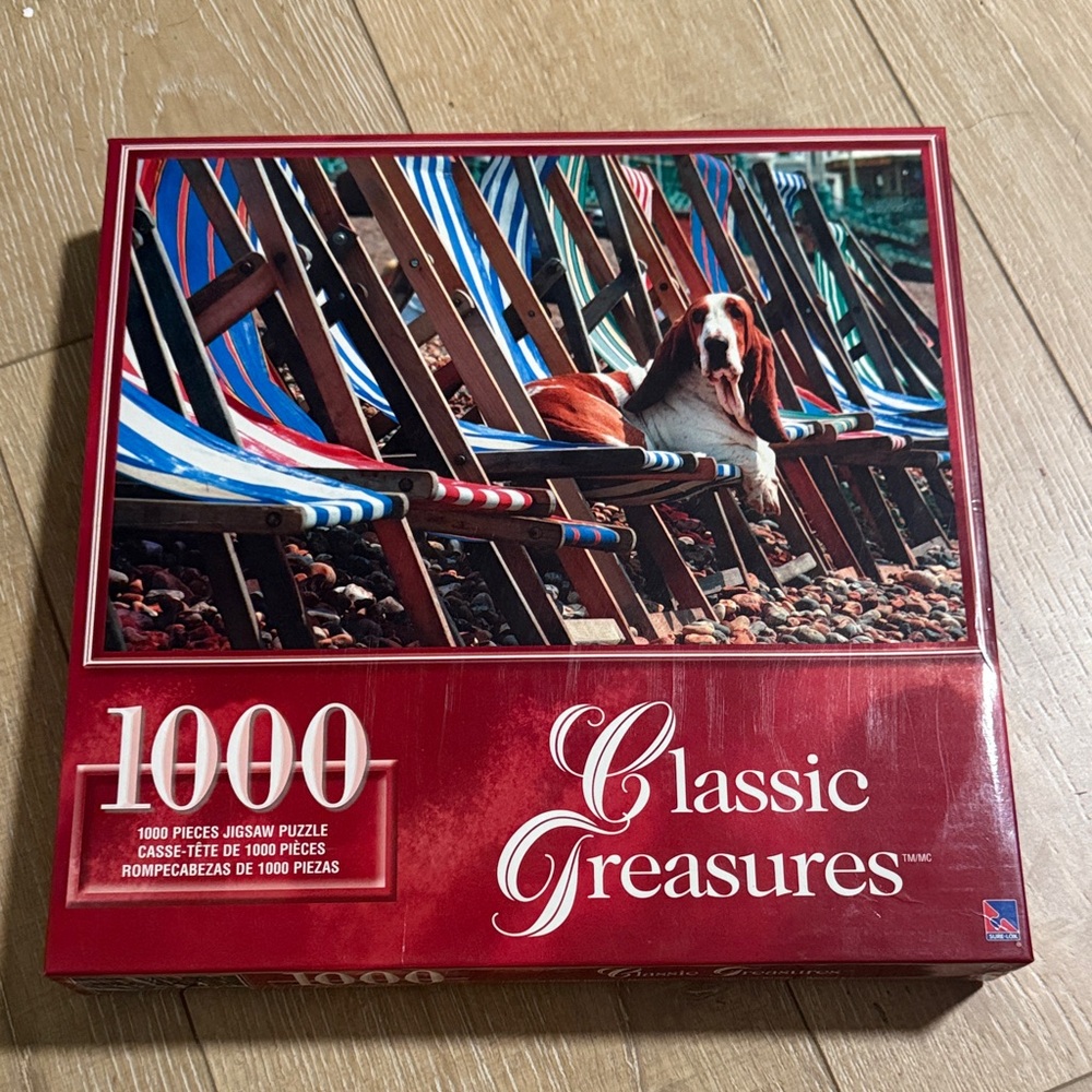 Classic Treasures Jigsaw Puzzle 1000 piece lounging basset hound dog nwt Sealed